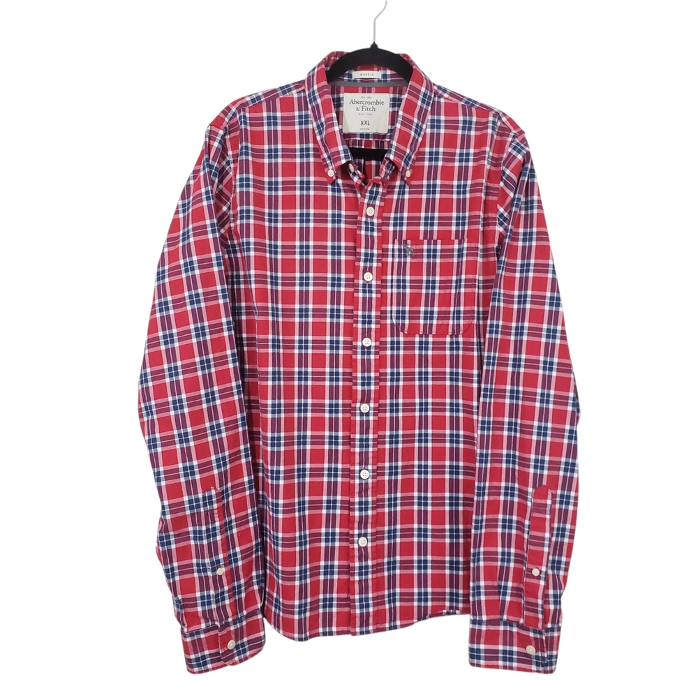 Abercrombie & Fitch Men's Long-Sleeve Plaid Button-Down Shirt